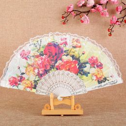 Decorative Figurines 1Pc Retro Flower Pattern Lace Folding Fan Chinese Style Party Dance Fans Ladies Cheongsam Hand Held Wedding Accessories