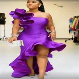 Party Dresses Sexy Purple One Shoulder Prom Dress 2024 Asymmetrical Ruffles Dance Formal Evening Gown Elegant Plus Size Birthday