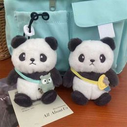 3PCS Plush Cute Panda Keychain Little Fresh Korean Style Doll Car Key Ring PP Cotton Bag Pendant