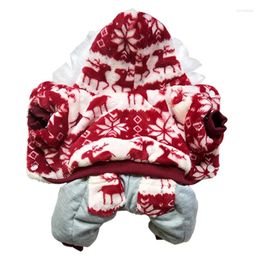 Dog Apparel Pet Clothes Deer Pattern Winter Warm Short Floss Puppy Coat Fashion Hooded Soft Comfortable Jacket Clothing S-XL