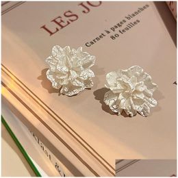 Stud Fashion Jewelry S925 Sier Post Earrings White Camellia Flowers Niche Design Lovely Drop Delivery Dhgarden Dhjgf