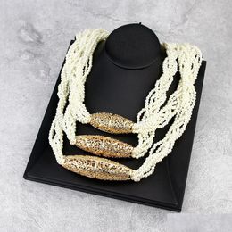 Chokers Sunspicems Mtilayer Beads Pearl Chain Necklace Morocco Bride Choker Arabic Wedding Jewellery Gold Colour Pendant Drop Delivery Dh5Hg