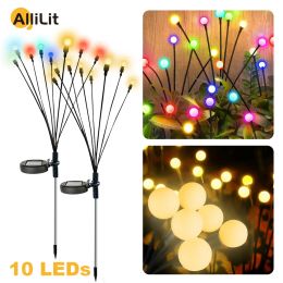 AlliLit Solar Firefly Lights 6/8/10 Led Garden Lawn Outdoor Waterproof Starburst Swaying Lamp for Courtyard Patio Decoration