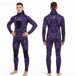 Camouflage 3mm split hooded two-piece set for men, warm cold resistant hunting and fishing free diving wet suit, surfing suit H521-265