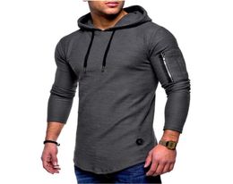 Men039s Hoodies Sweatshirts Slim Fit Hoodie Men Long Sleeve Sweatshirt Arm Zip TShirt Casual Pullover Tops Mans Autumn Hoody2180357