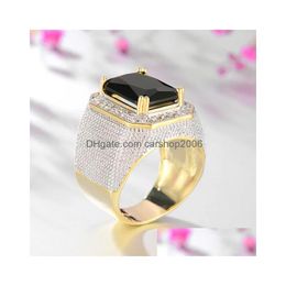 Solitaire Ring Sapphire Gem Gold For Men Women Vintage Cool Punk Rings Male Jewellery Accessories Nightclubs Bars 18K Drop Delivery Dhv7D