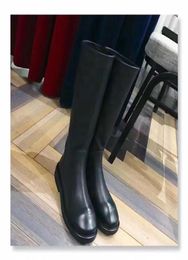Fashionville 2019091703 40 Blackwhite Calf Skin Soft Genuine Coather Knee High Boots Flats6443730