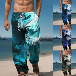 Men's Pants Resort 3D Printed Casual Trousers Elastic Waist Drawstring Loose Fit Straight Memory Foam 12 Sock For Men