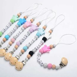 Pacifier Holders Clips# Baby Handmade Personalized Name Nipple Dummy Holder Newborn Accessories Anti drip Chain Teeth Chain Chewing Toy d240521