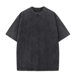 Summer Designer Men women T-shirt T shirts tees tops cotton heavy vintage Solid Colour black grey oversize loose short sleeve clothes 3b0
