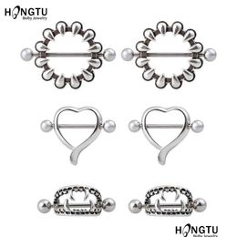Nipple Rings Hongtu 1Pair Love Hearts Vampire Teeth Bar For Women 14G Surgical Steel Shield Piercing Ring Body Jewelry Drop Delivery Dhygz