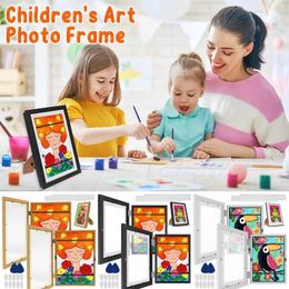 Frames 2Pcs Kids Art Frame Set A4 Front Opening Po With Stand Wooden Artwork Display For 100 Pictures Horizontal