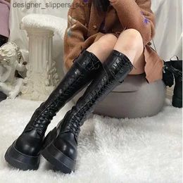 Boots Womens Lace Platform Womens Boots Lace White Long Knee High Axis Hot Selling Free Shipping Gothic Q240521