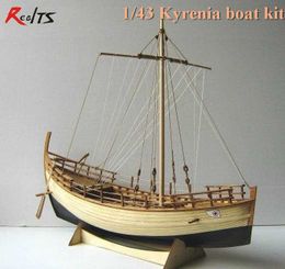 Electric/RC Boats Wooden sailboat wooden proportion ship 1/43 ancient Greek trade ship KYRENIA full rib proportion ship assembly model ship building kit