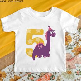 T-shirts Funny Dinosaur Number Childrens Clothing Birthday Gift Tshirt Clothes Girls Boys T Shirts Aesthetic Kids Party T-shirt Tops Y240521