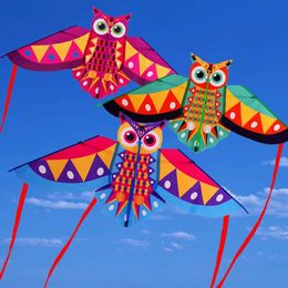 Kite Accessories Childrens Kite Owl Kite Cartoon Animal Kite Colorful Long Tail Kite Simple Wind 50 meter Line Childrens Birthday Gift WX5.21