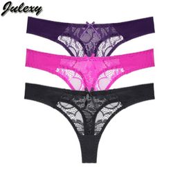 Julexy transparent thongs Hollow out panties for women solid sexy lace underwear women lingerie S M L XL G string9169946