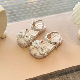 New Children's Summer Princess Shoes Girls Fashion Sweet Kids Causal Bowtie Cut-outs Flat Sandals for Wedding