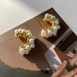 Stud Earrings Vintage Japan Korean For Women Handmade Sweet Simulated Pearl Circle Luxury Party Wedding Jewelry Gifts