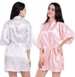 WholeSatin Faux Silk Wedding Bride Bridesmaid RobesWhite Bridal Dressing Gown Kimono Bathrobes2338289