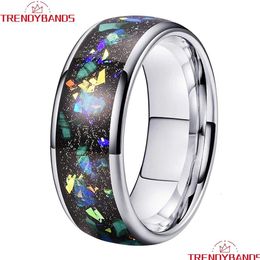 Band Rings 8Mm Fashion Finger Jewellery Tungsten Carbide Engagement Ring For Men Women Wedding Domed Polished Shiny Comfort Fit Drop De Dhgsq