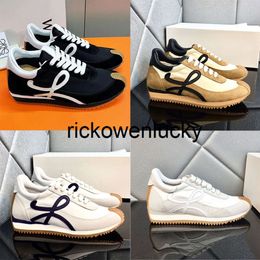 loeweshoes sneakers Mens and womens casual shoes Flow Runner in nylon and suede Lace up sneaker with a soft upper and honey rubber waves sole top cowhide shoes