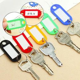 Keychains Keychain Label50pcs/lot Tough Plastic Key Tags With Split Ring Label Window For DIY Chain Kit Numbered Name Baggage Luggage