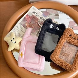 3PCS Original Plush Keychains Holder INS Bear Rabbit Photocard Binder Student ID Card Cover Kpop Idol Album Display Stationery