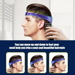 DIY Hair Trimming Template Haircut Band Breathable Curved Silicone Home Hair Trimming Guide for Boys Men (Blue)