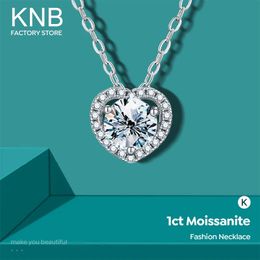 KNB Shining Heart Pendant Diamond Necklace for Women Luxury Original 925 Sterling Silver Chain Fashion Fine Jewelry 240515