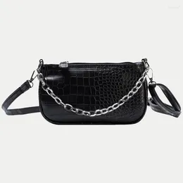 Shoulder Bags Fashion Summer Alligator Pattern For Women Chain Decor Crossbody Messenger Bag Leather Baguette Handbag Purse