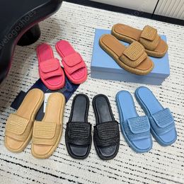 Designer Sandal Luxury Man Woody Mule Flat sandal Slide Letter loafers slipper Woman pink red Slippers summer beach platform Canvas shoe flip flop With Box