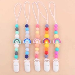 Pacifier Holders Clips# Baby pacifier clip newborn cartoon rainbow silicone pacifier chain baby pacifier chain d240521