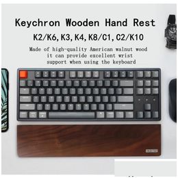 Keyboard Mouse Combos Accessories Keychron Mechanical Hand Rest Desktop Walnut Solid Wood Original Cut Wrist Suitable For K2 K3 K4 K6 Ot1Re