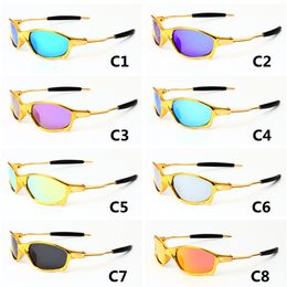 Golden Metal Frame Sunglasses Man Polarized Sunglass Oval Frame Fashion Brand Sun Glasses Women Riding Outdoor Sports Protective Glasses Bicycle Eyewear With Bags