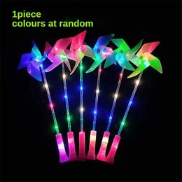 LED Luminous Windmill for Children Flashing Colourful FourLeaf Handle Glow DIY Toy Party Gift 240521