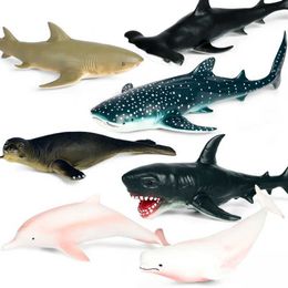 Novelty Games Simulation Ocean Animal Model Children Soft Rubber Killer Whale Great White Shark Dolphin Seal Figure Doll toy for children Gift Y240521