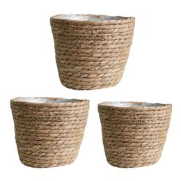 Storage Baskets Handmade Rattan Natural Plant Woven Basket Holder Lining Planter Pots Flowerpot Organiser Drop Delivery Home Garden Ho Dhvnz