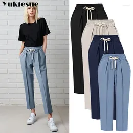 Women's Pants Casual High Waist Khaki Women Summer Ladies Office Womens Trousers Pocket Solid Female Harem Clothes 5xl 6xl