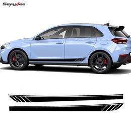 2Pcs Racing Sport Car Door Side Skirt Sticker For Hyundai i30 i30n Body Long Stripes Vinyl Decals Auto Tuning Accessories 240520