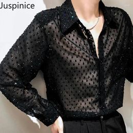 Men's Casual Shirts Summer Mesh Hollow Long-sleeved Shirt Loose High Street Personality Sun Protection Men Tops Male Clothes