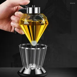 Storage Bottles Diamond Glass Honey Dispenser Juice Syrup Jar Oil Drip Pot Stand Holder Cup Kitchen Squeeze Bottle