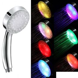 Led Faucet Lights Changing Matic Self-Coloring Hanging Rainfall Shower Head Colorf Bathroom Wc Single Round Bath Drop Delivery Home Ga Dhxlt