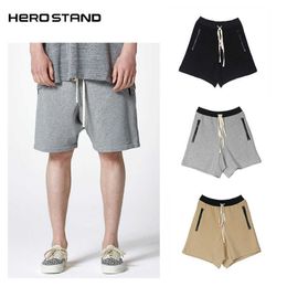 FOG double line drawstring hanging crotch casual loose high street shorts Shorts low crotch five point cross pants INS trend