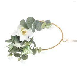 Decorative Flowers Metal Artificial Garland Flower Wreath Roses Unique Scene Pendant Home Door Hanging Decor Creative Faux Eucalyptus Tree