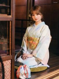 Ethnic Clothing Japan Style Women's Traditional Kimono With Obi Formal Yukata Pography Long Dress Cosplay Costume