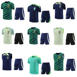 2425 Brazil short sleeve tracksuit Sportswear men training suit 23 soccer Jersey kit uniform chandal G.JESUS COUTINHO brasil sleeveless vest adult football sets1