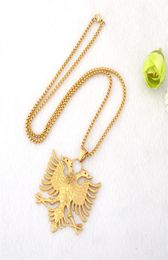 SOITIS Albania Flag Eagle Pendants Russian Emblem Necklace Coat of Arms Double Headed Eagle Stainless Steel Pendants Chain 21032324238599