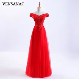 Party Dresses VENSANAC 2024 Sequined V Neck Beading Short Sleeve Long Evening A Line Lace Appliques Prom Gowns