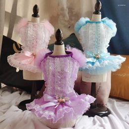 Dog Apparel Pet Cat Wedding Dress Princess Style Evening Dresses Puff Sleeves Tutu Skirt For Puppy Chihuahua Pomeranian Kitten Costumes